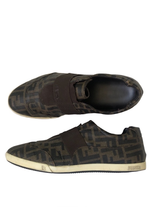 Fendi Brown FF Logo Slip-On Sneakers for Men main image 8